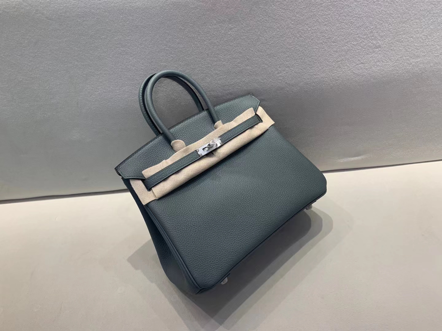 Hermès（爱马仕）Birkin 铂金包 法国togo 63 杏绿 银扣 25cm 顶级纯手工 现货