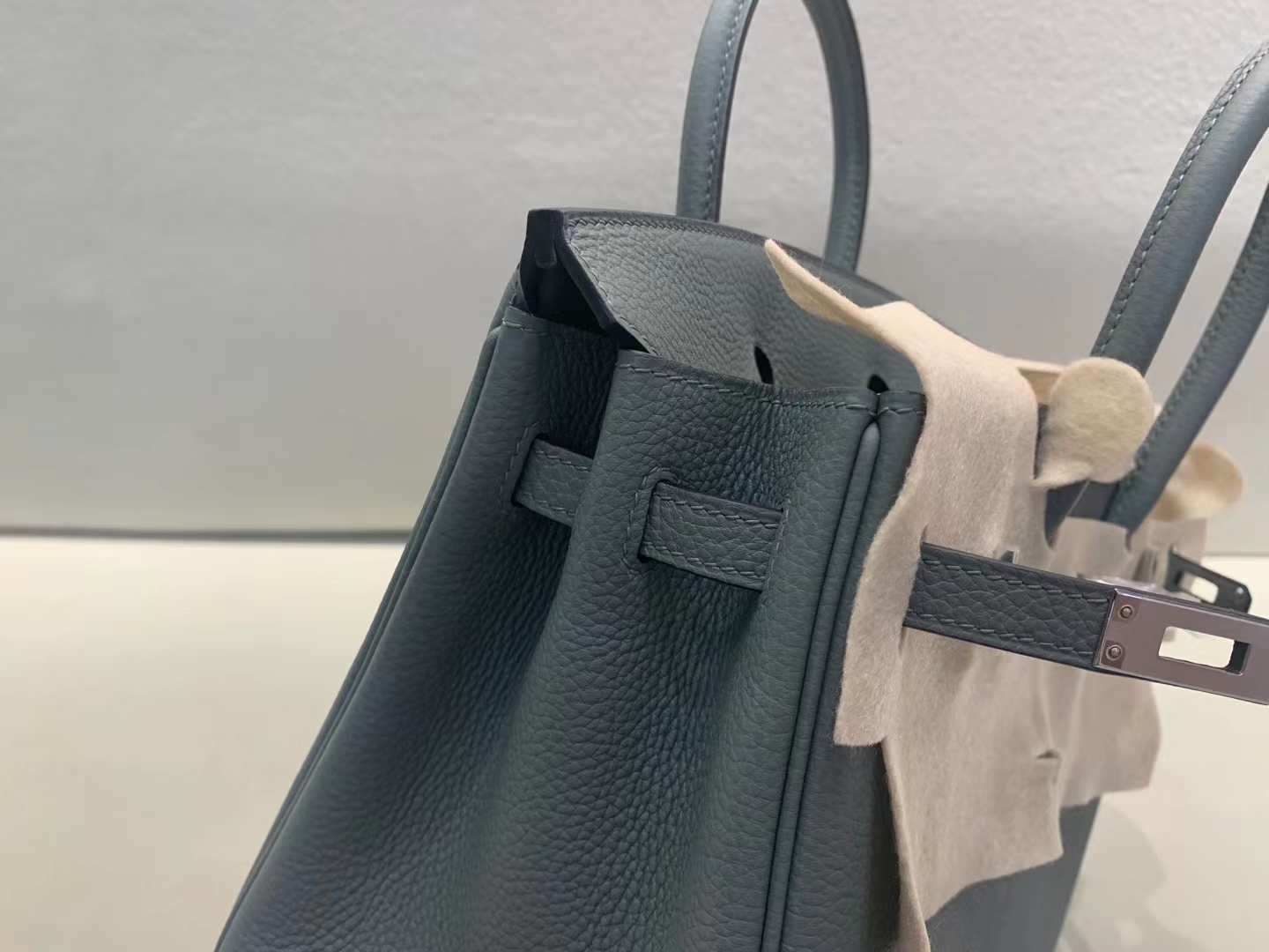 Hermès（爱马仕）Birkin 铂金包 法国togo 63 杏绿 银扣 25cm 顶级纯手工 现货
