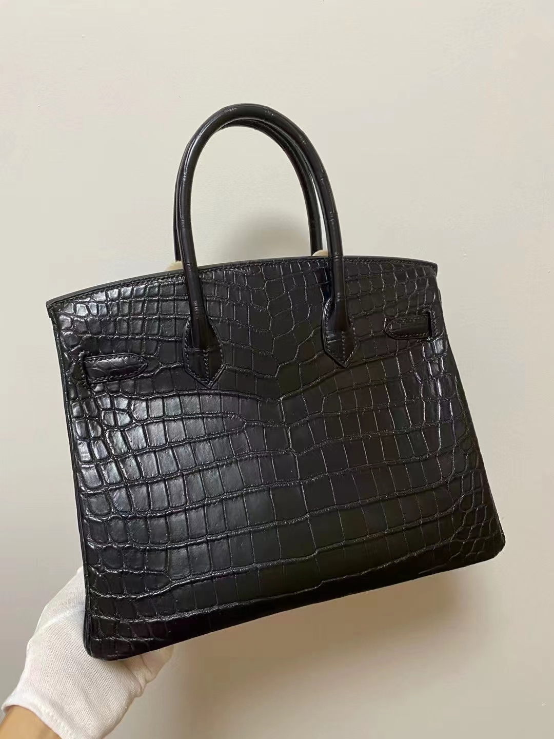 Hermès（爱马仕）birkin 铂金包 雾面鳄鱼 尼罗 黑色 银扣 25cm 顶级品质现货