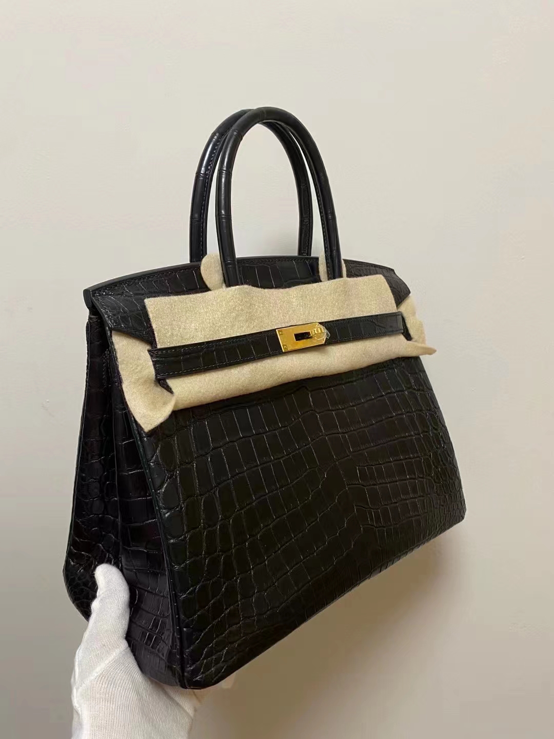 Hermès（爱马仕）birkin 铂金包 雾面鳄鱼 尼罗 黑色 银扣 25cm 顶级品质现货