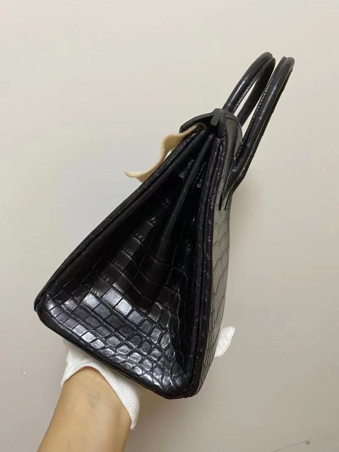 Hermès（爱马仕）birkin 铂金包 雾面鳄鱼 尼罗 黑色 银扣 25cm 顶级品质现货
