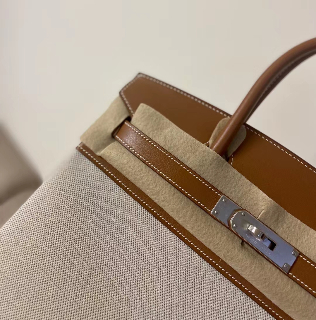 Hermès（爱马仕）Birkin 铂金包 Swift 拼 帆布 银扣 30cm
