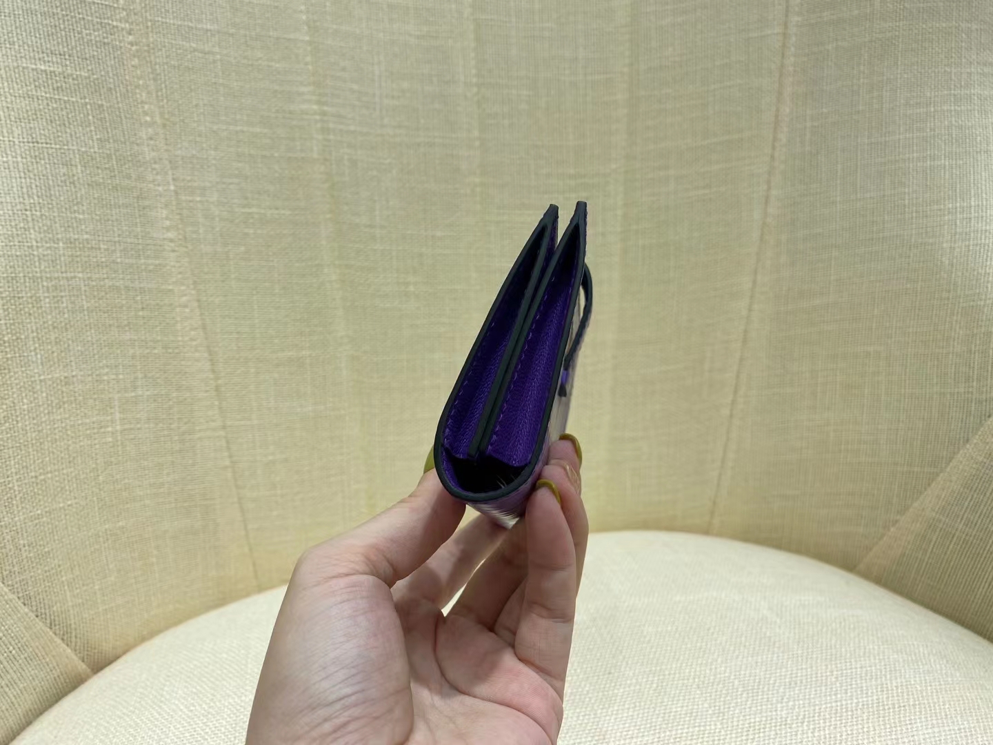 Hermès（爱马仕）Bearn 小H 鳄鱼卡包 雾面 方块 9J 水晶紫 顶级纯手工