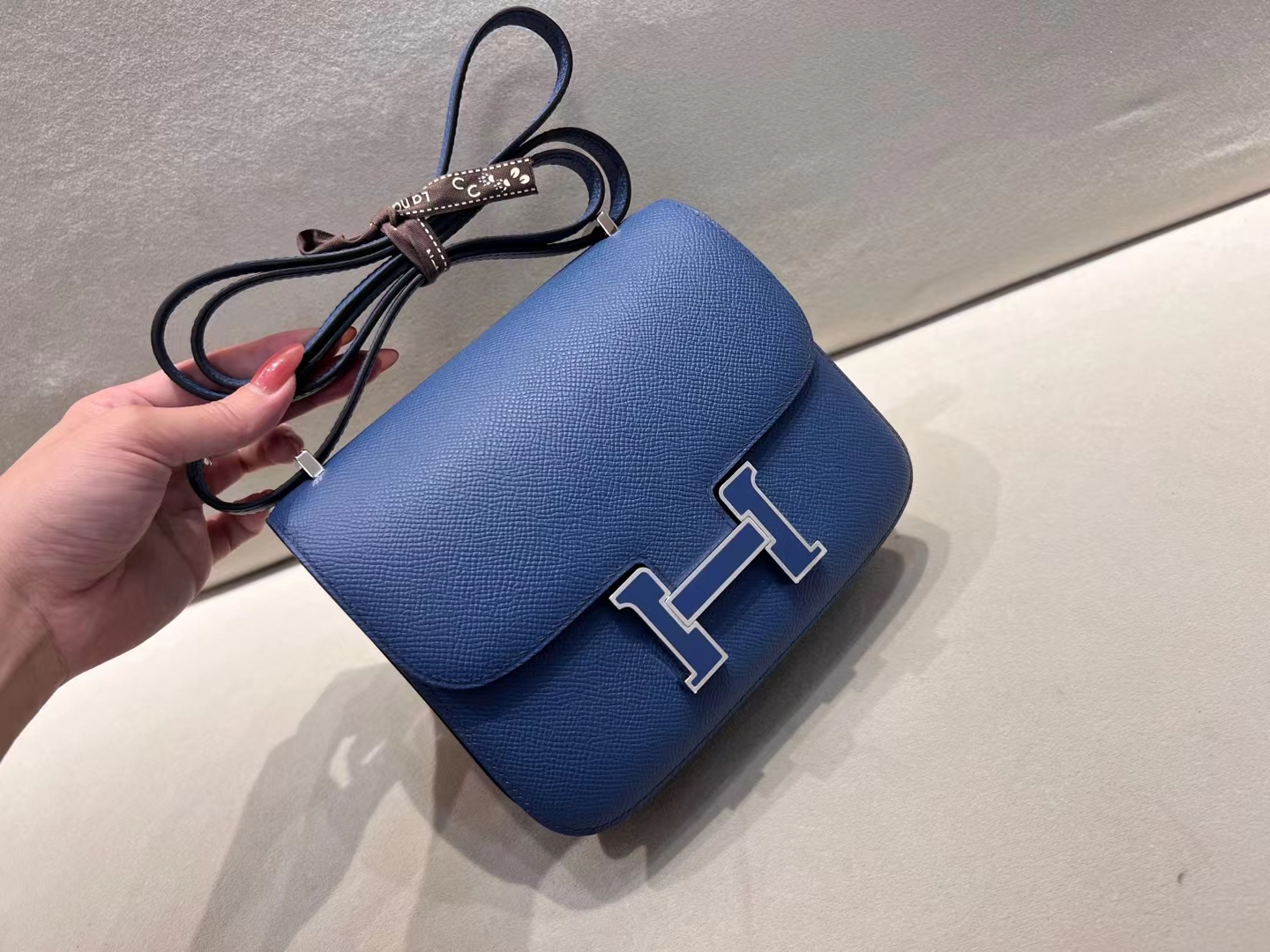 Hermès（爱马仕）Constance 康斯坦斯 epsom 玛瑙蓝 珐琅扣 18cm 顶级纯手工