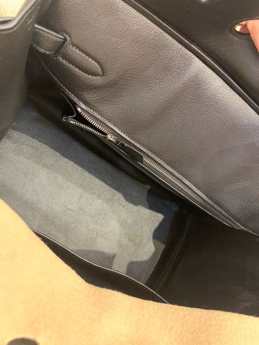 Hermès（爱马仕）Birkin 铂金包 帆布 拼 swift 黑色 银扣 35cm