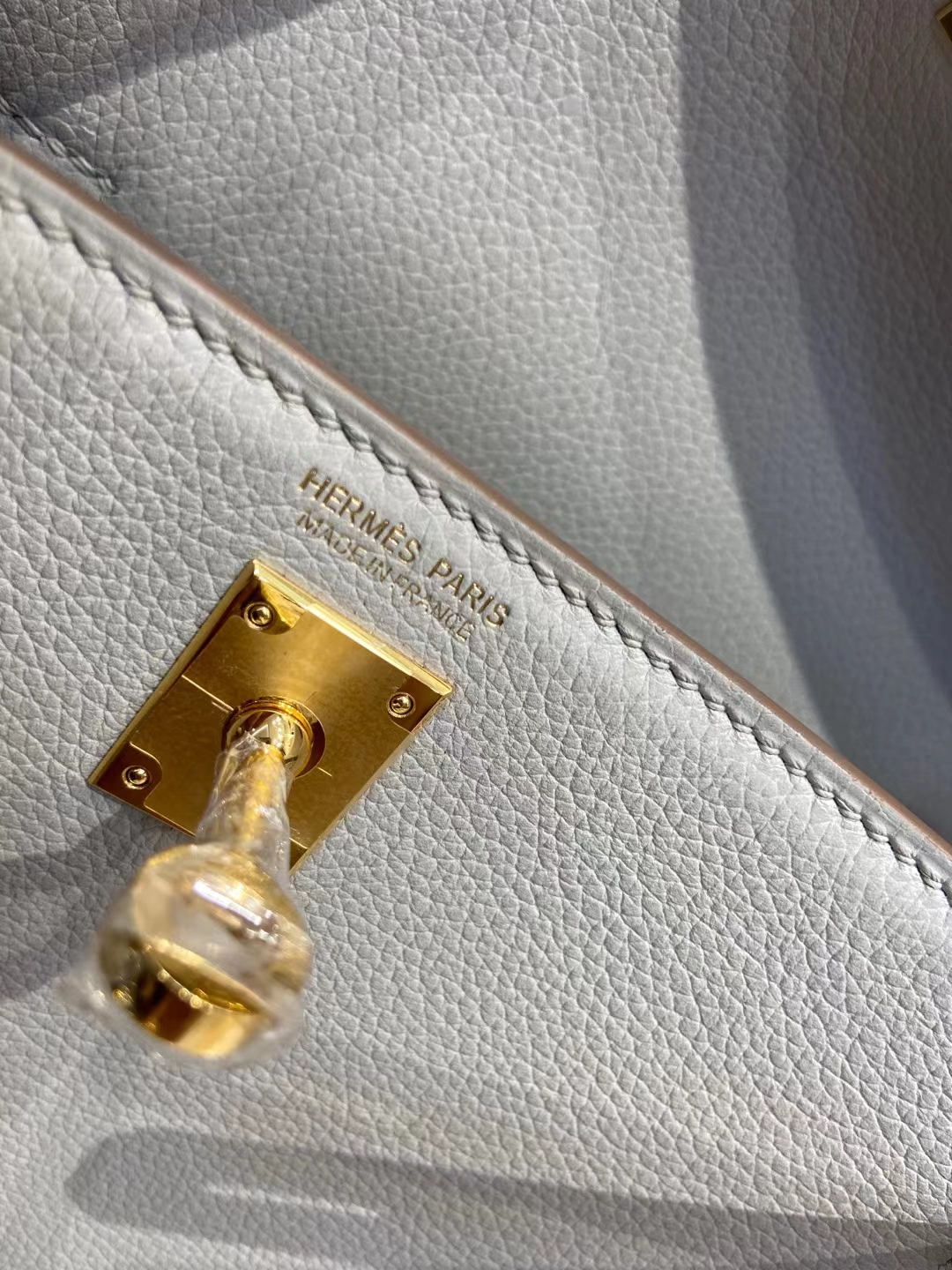 Hermès（爱马仕）Kelly danse 跳舞包 evercolor 80 珍珠灰 金扣 22cm 顶级纯手工