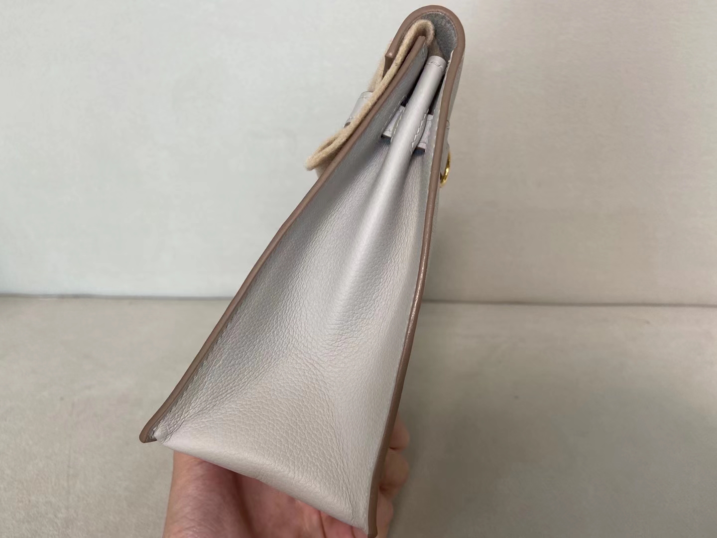 Hermès（爱马仕）Kelly danse 跳舞包 evercolor 80 珍珠灰 金扣 22cm 顶级纯手工